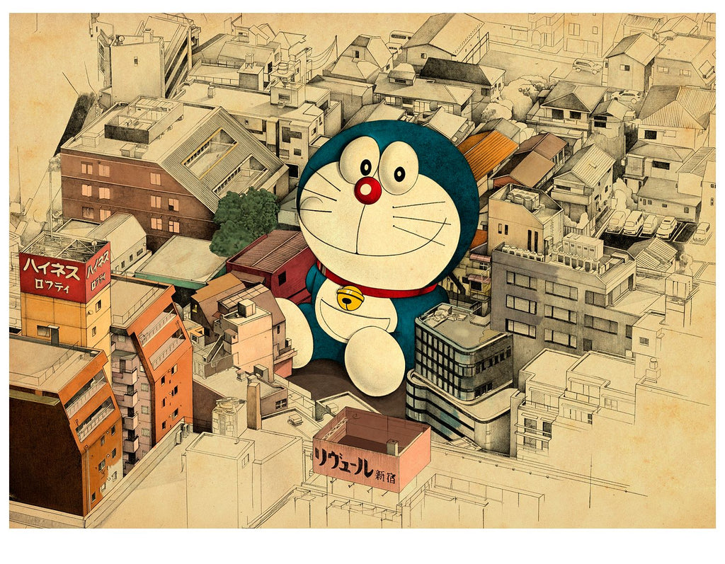 Lonely Doraemon in Tokyo – Limited Edition Giclée Print
